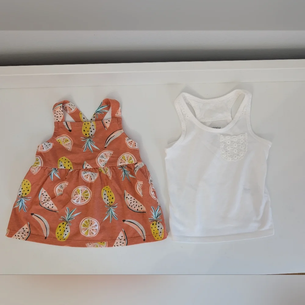 OshKosh B'gosh Orange and White Tank Top Set Size 18 Months